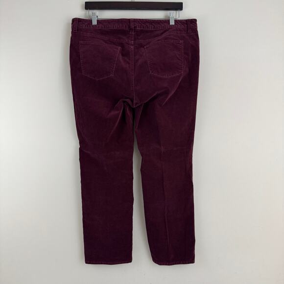 Talbots Corduroy Pants Women's Size 16P Petite Flawless 5 Pocket Straight Maroon - Picture 2 of 9